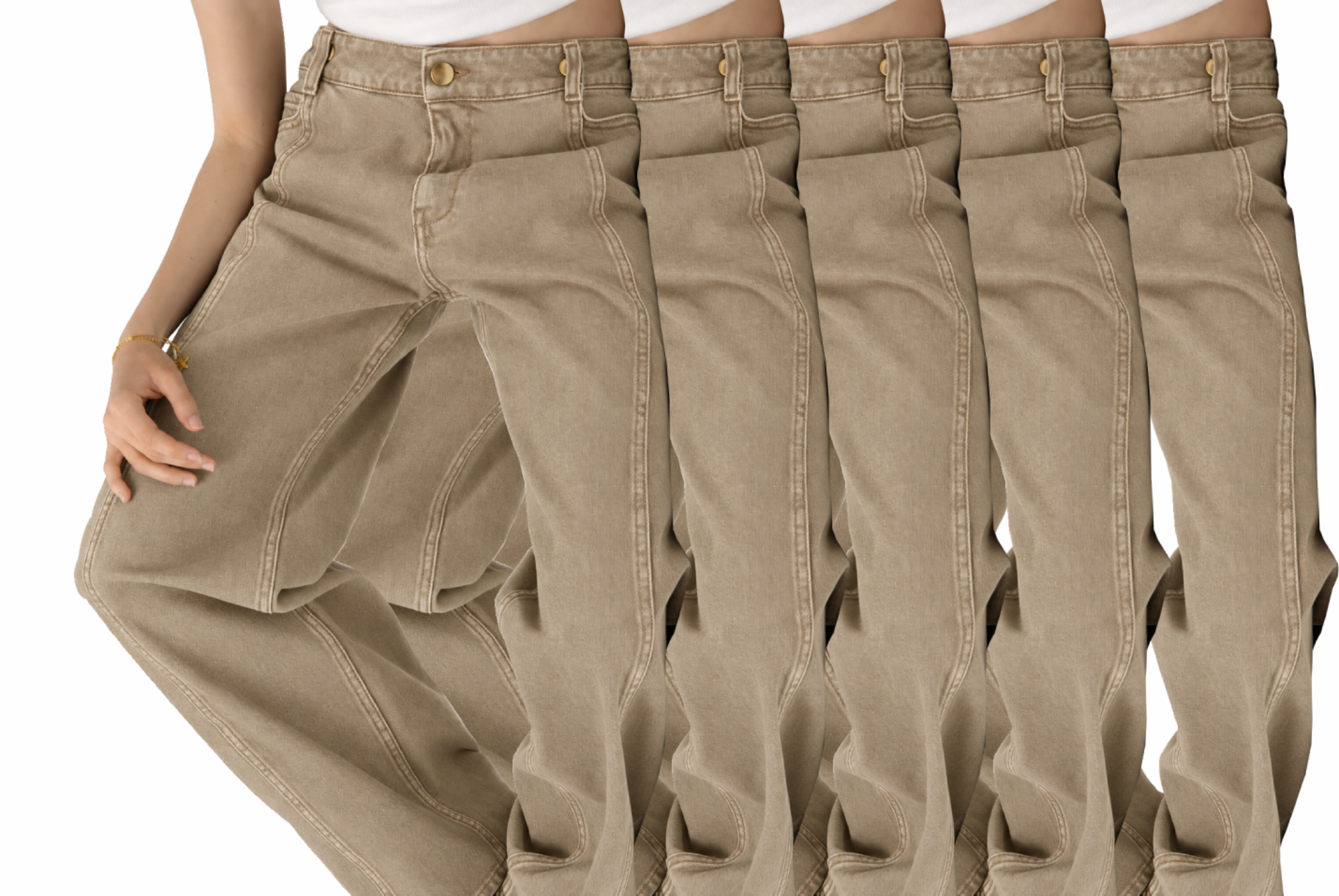 High-Waisted Seamed Wide-Leg Jeans