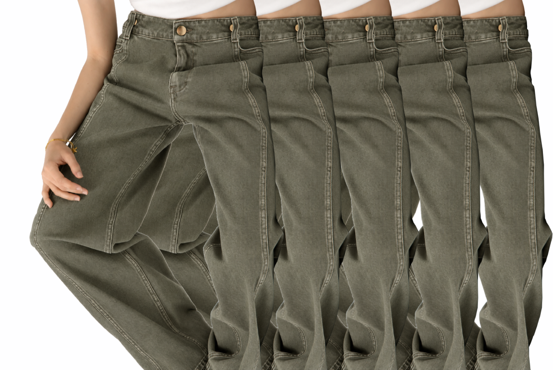 High-Waisted Seamed Wide-Leg Jeans