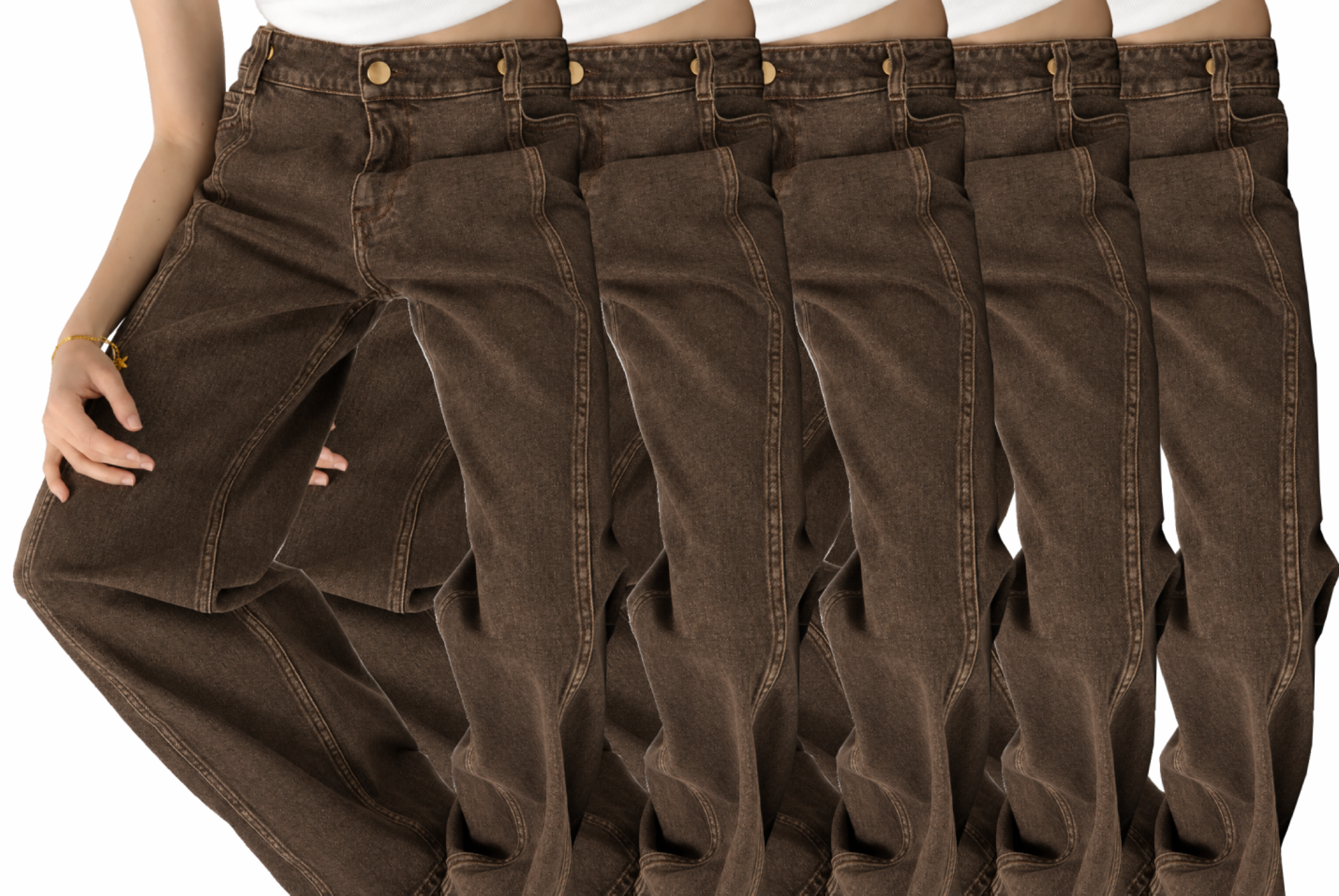 High-Waisted Seamed Wide-Leg Jeans