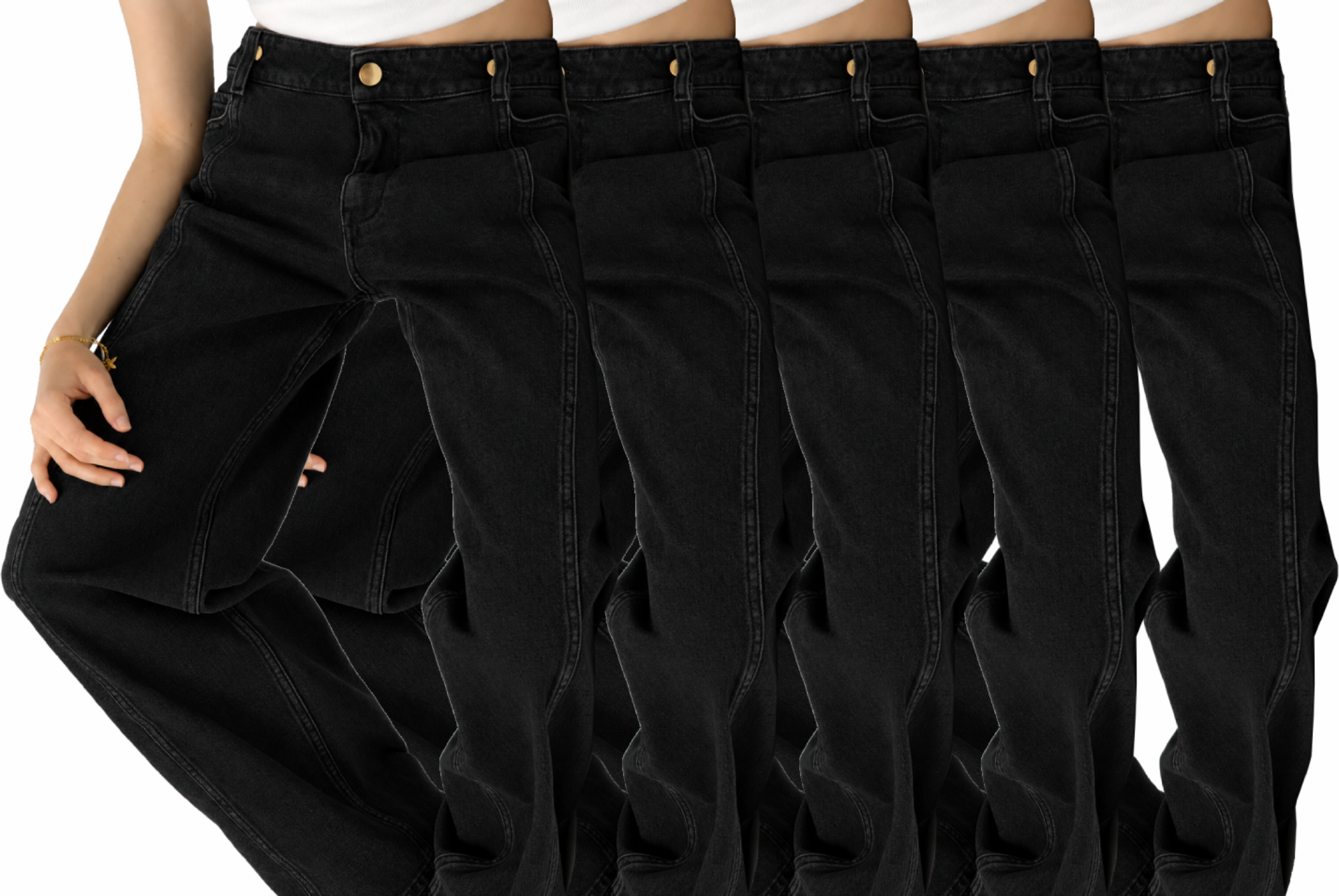 High-Waisted Seamed Wide-Leg Jeans