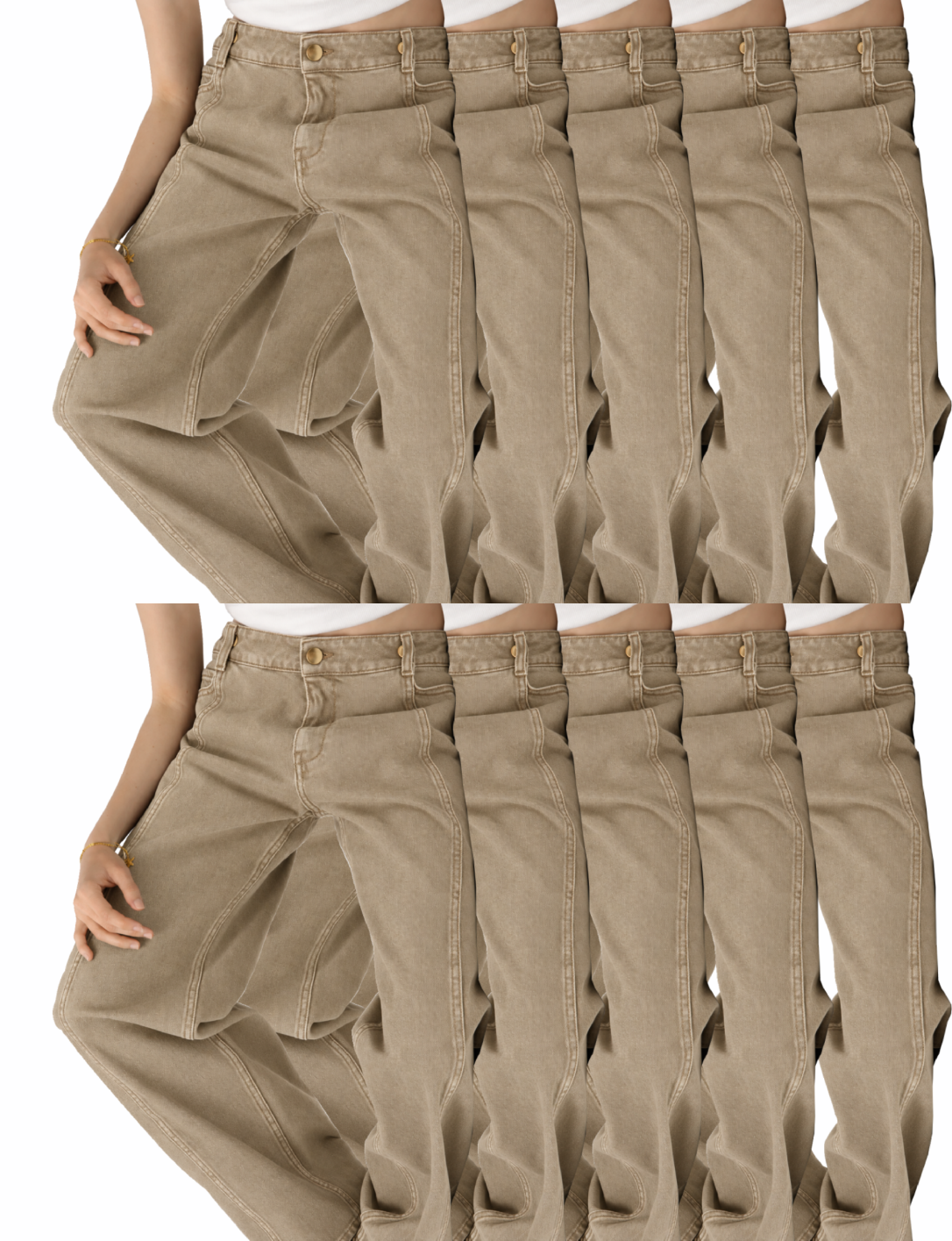 High-Waisted Seamed Wide-Leg Jeans
