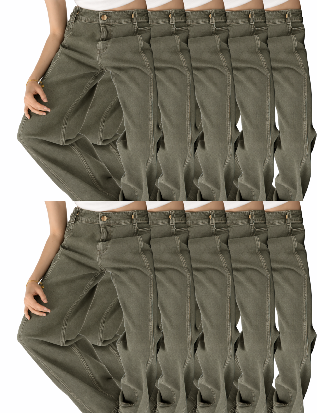 High-Waisted Seamed Wide-Leg Jeans