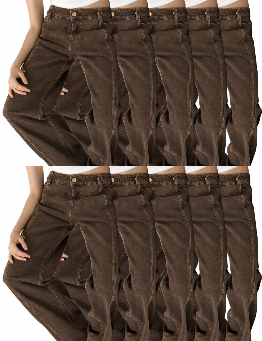 High-Waisted Seamed Wide-Leg Jeans