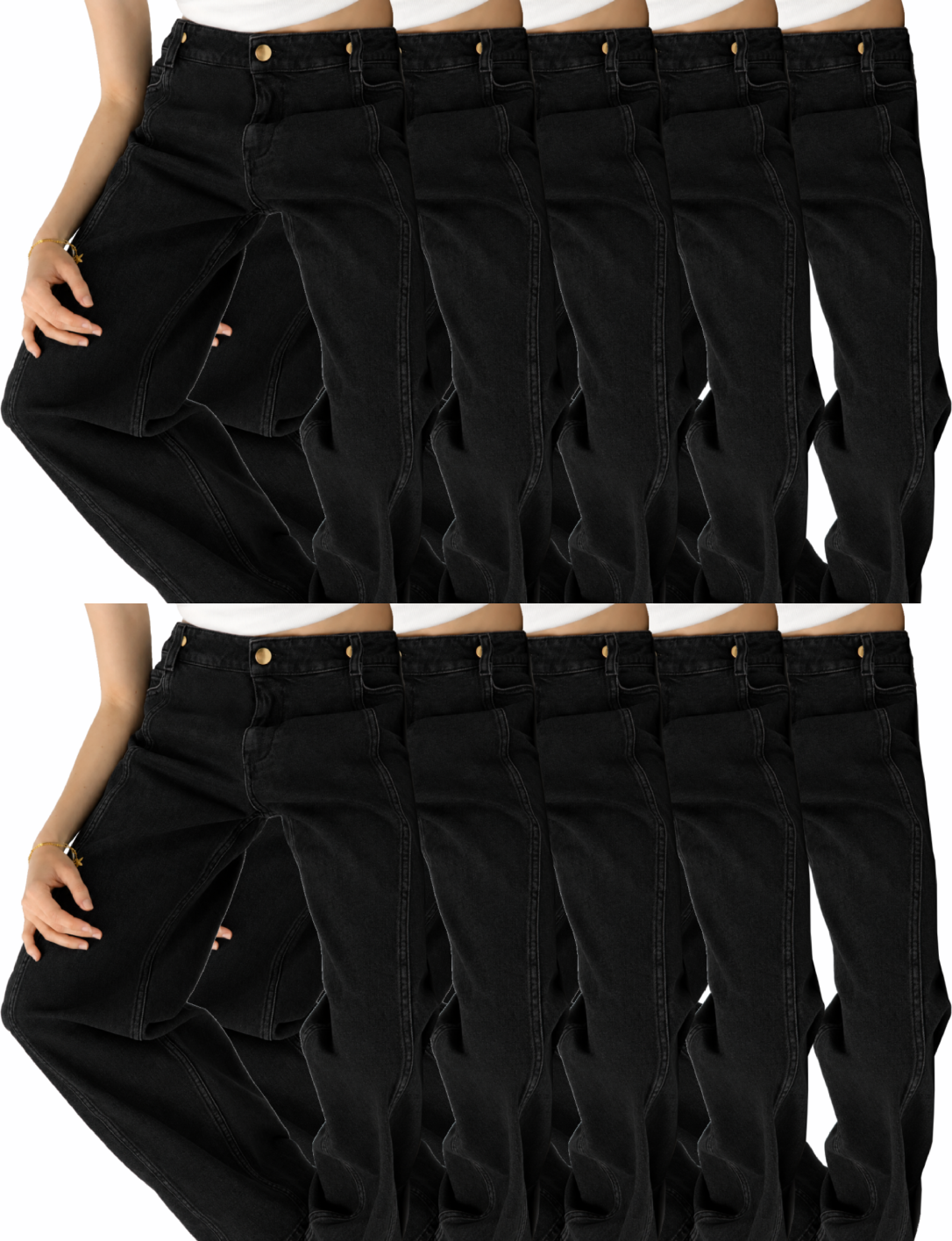 High-Waisted Seamed Wide-Leg Jeans