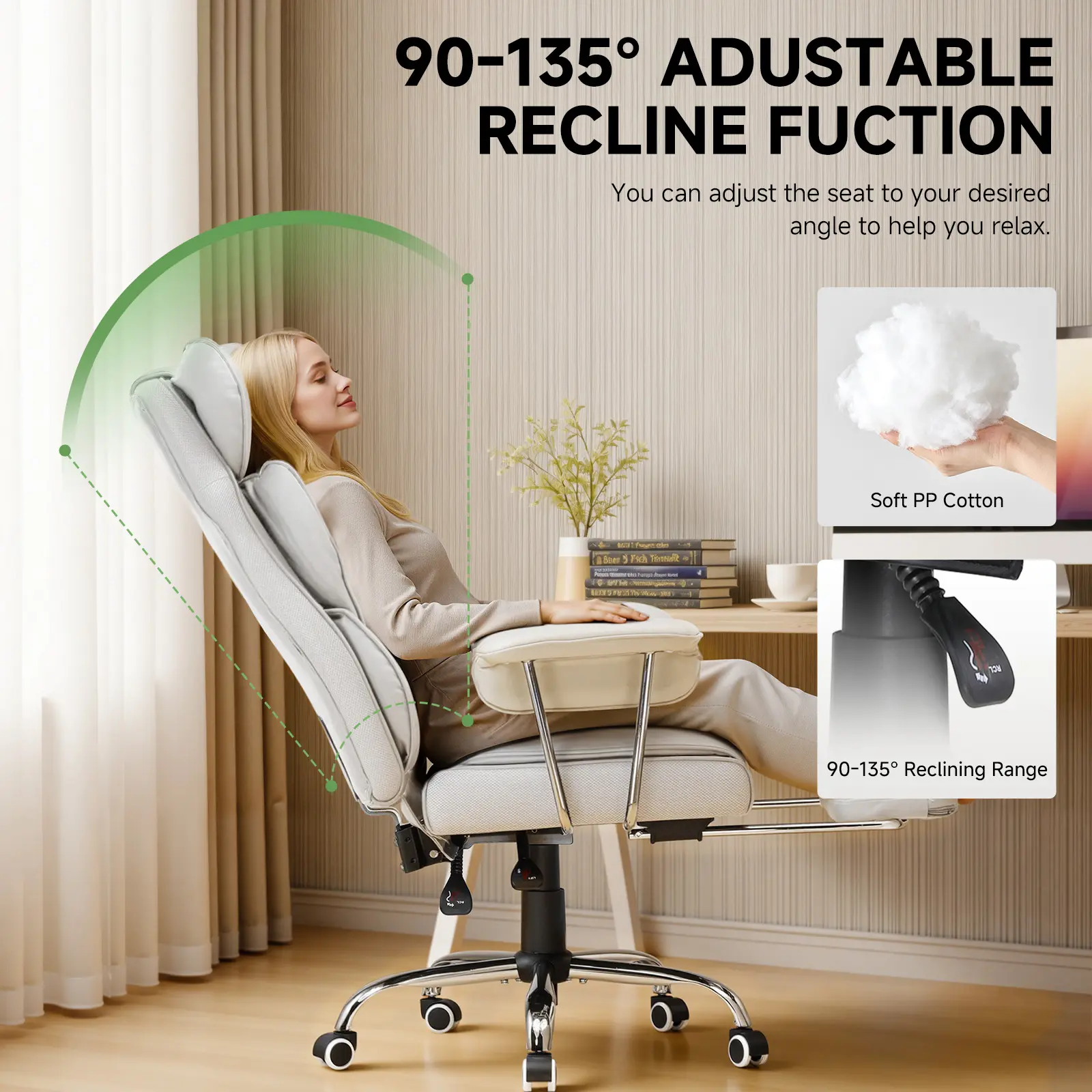 Admqx Big and Tall Sturdy ErgonomicOffice Desk Chair - Adjustable Seat Height