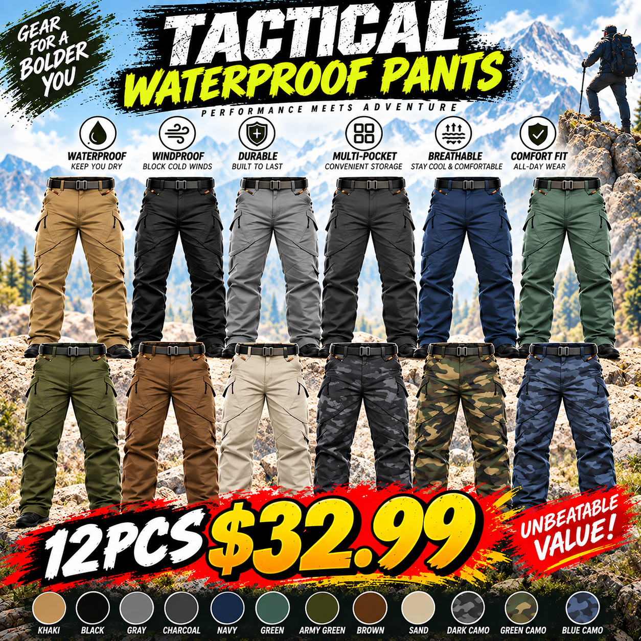 BESTSELLER I8PCS$25.99I Men's waterprooftactical cargo pants