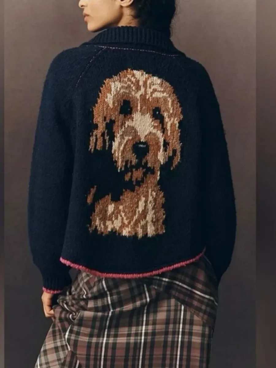 Custom Pet Portrait Knit Cardigan – Personalized Dog & Cat Sweater