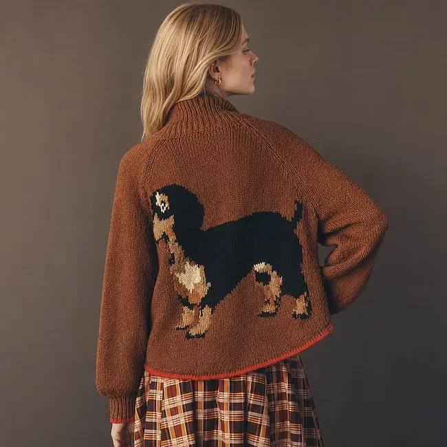 Custom Pet Portrait Knit Cardigan – Personalized Dog & Cat Sweater