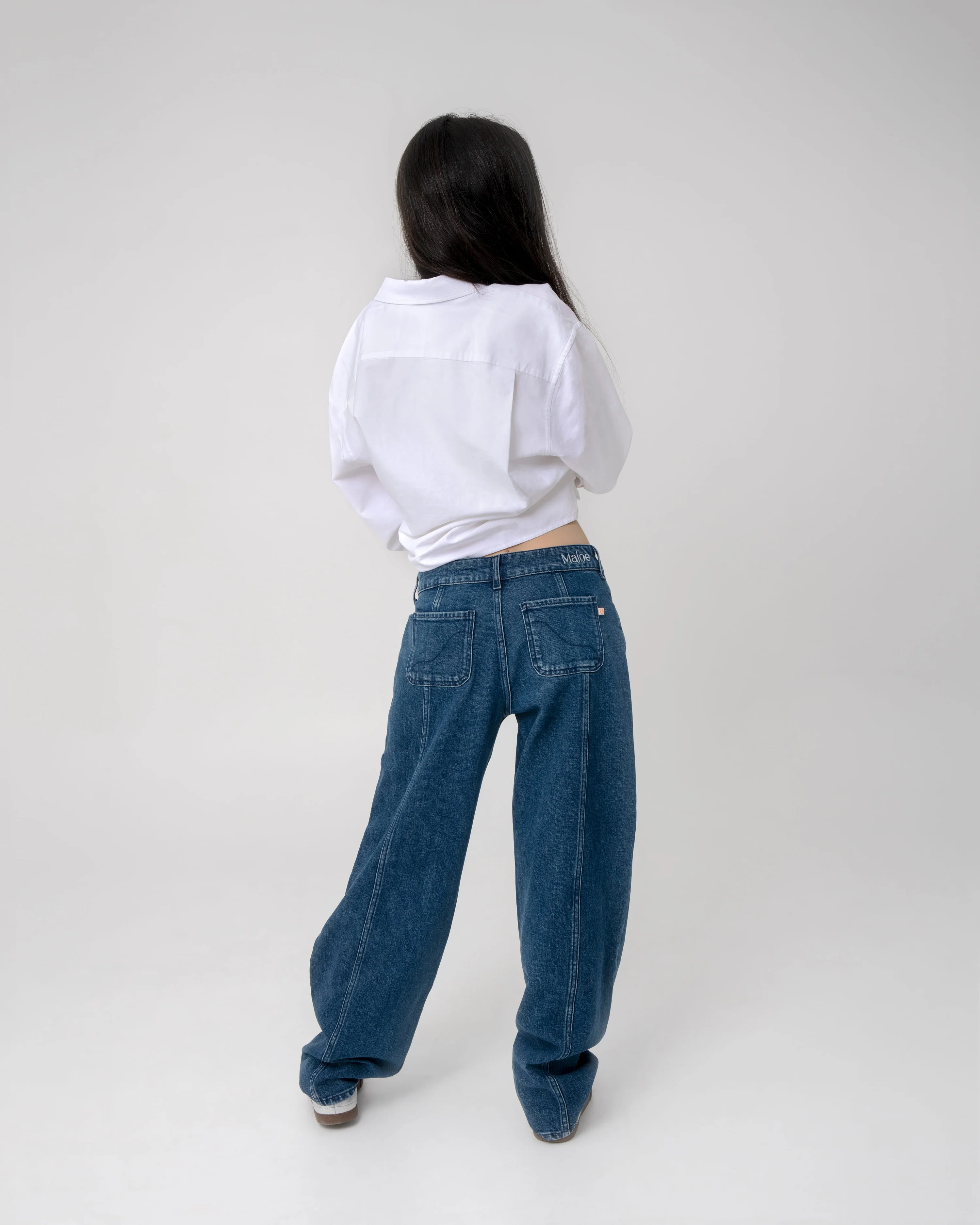 High-Waisted Seamed Wide-Leg Jeans