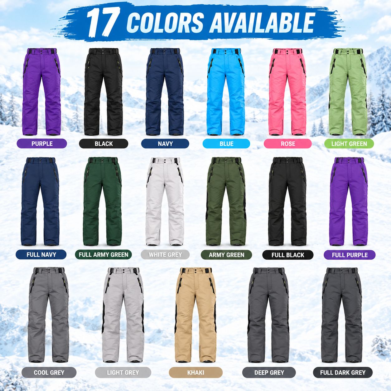 Women’s Fleece-Lined Waterproof Hiking Pants – Warm Stretch Outdoor Winter Trousers with Zipper Pockets