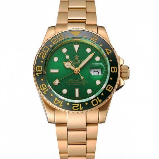 Replica Rolex GMT Master II Green Dial And Bezel Gold Case And Bracelet 1453750 - View 1