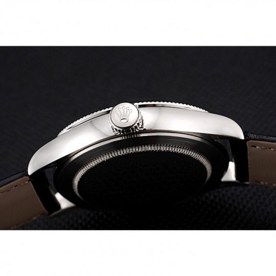 Replica Rolex Cellini Time Silver Case Black Dial Black Leather Bracelet 622654 - View 7