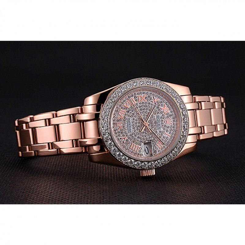 Replica Rolex Datejust Diamond Dial And Bezel Pink Gold Case And Bracelet 622836 - View 4