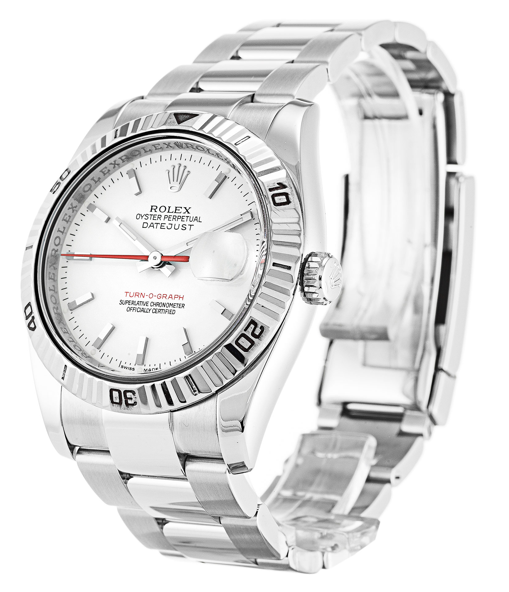 Rolex Turn-O-Graph 116264 36 MM Red Hand White Dial Oyster Steel Strap Replica