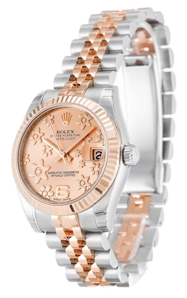 Replica Rolex  Datejust 178271 Duotone Rose Gold Silver Case Floral Dial Jubilee Strap