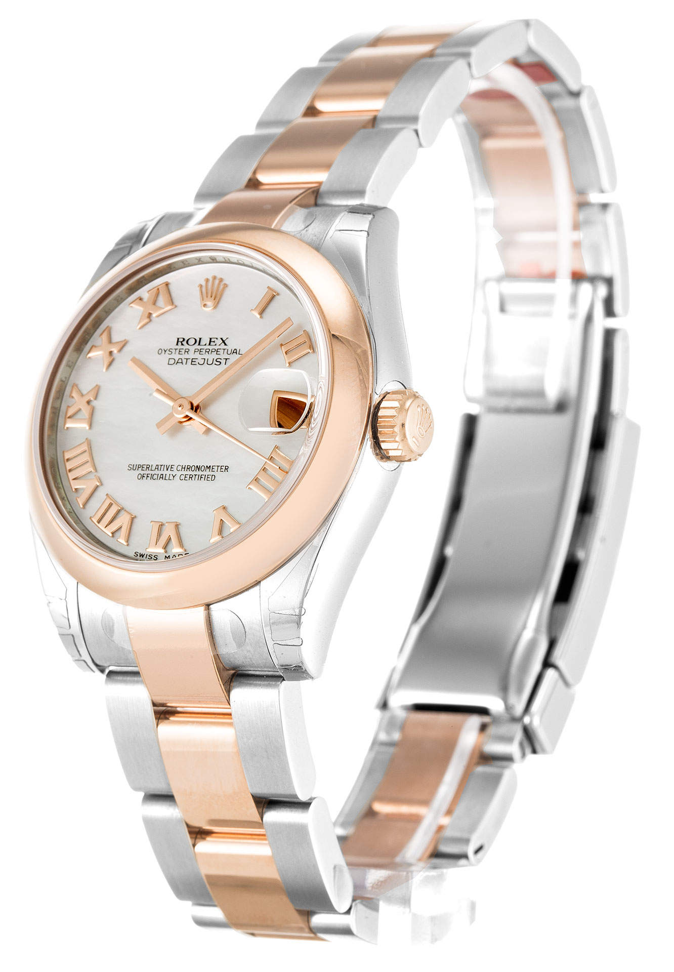 Rolex Datejust 178241 31 MM Duotone Rose Gold & Oyster Steel Case White Dial Roman Numerals Replica
