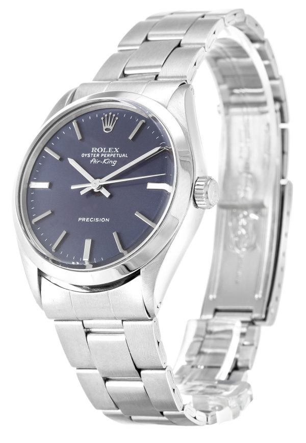 Replica Rolex Air-King 5500 34mm Purple Dial Silver Markers Oyster Steel Unisex