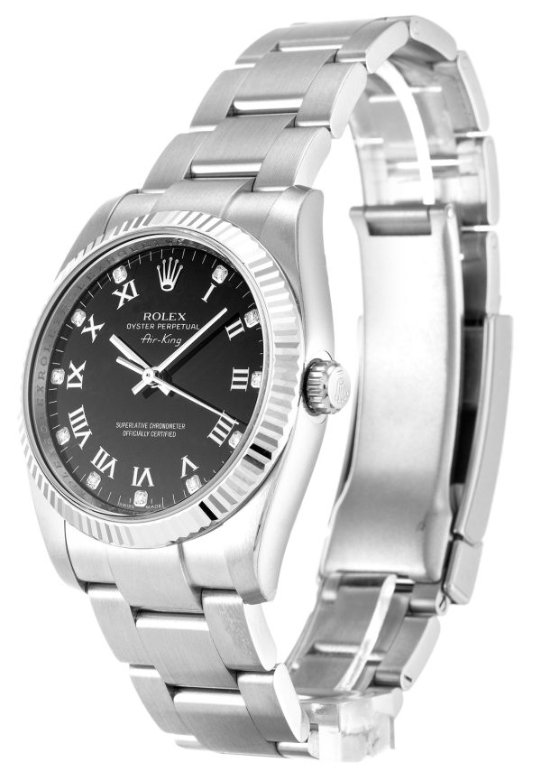 Replica Rolex Super Clone Air-King 114234 Black Dial Diamond Markers Oyster Steel