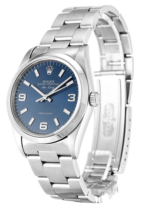 Replica Rolex Air-King 34 mm 14000 Blue Dial Oyter Steel White Markers