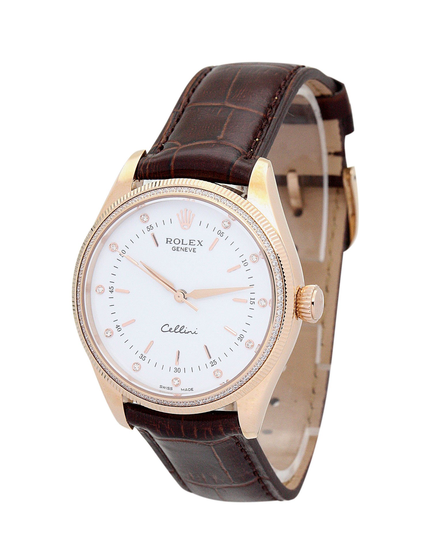 Replica Rolex Cellini 5310 40MM White Dial & Rose Gold Case Diamond Markers