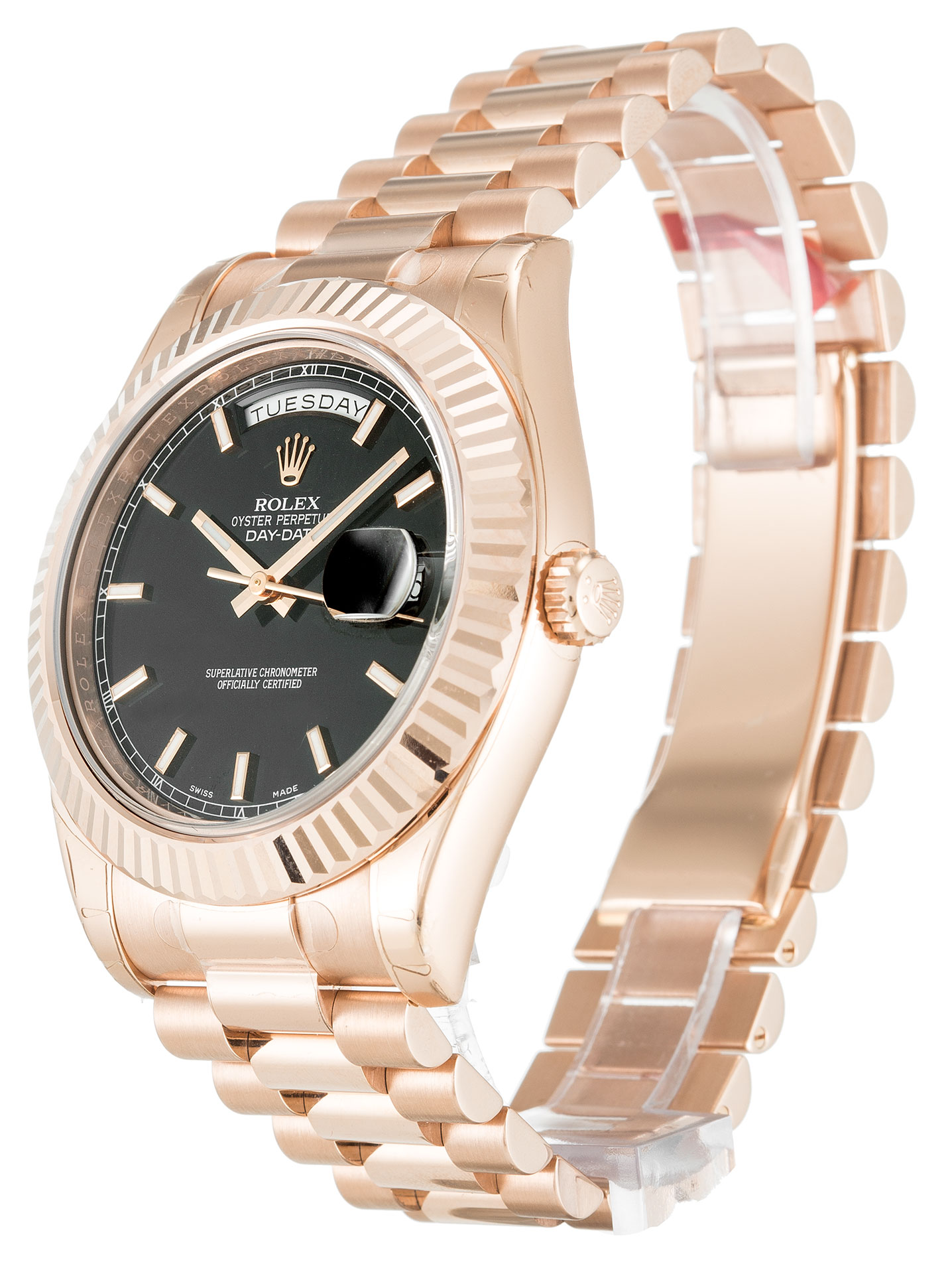 Rolex Day-Date II 218235 41 MM Yellow Gold Black Dial President Strap Replica