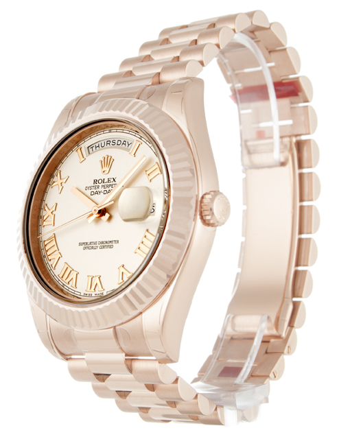 Rolex Day-Date II 218235 President 41 MM White Dial Rose Gold Case Replica
