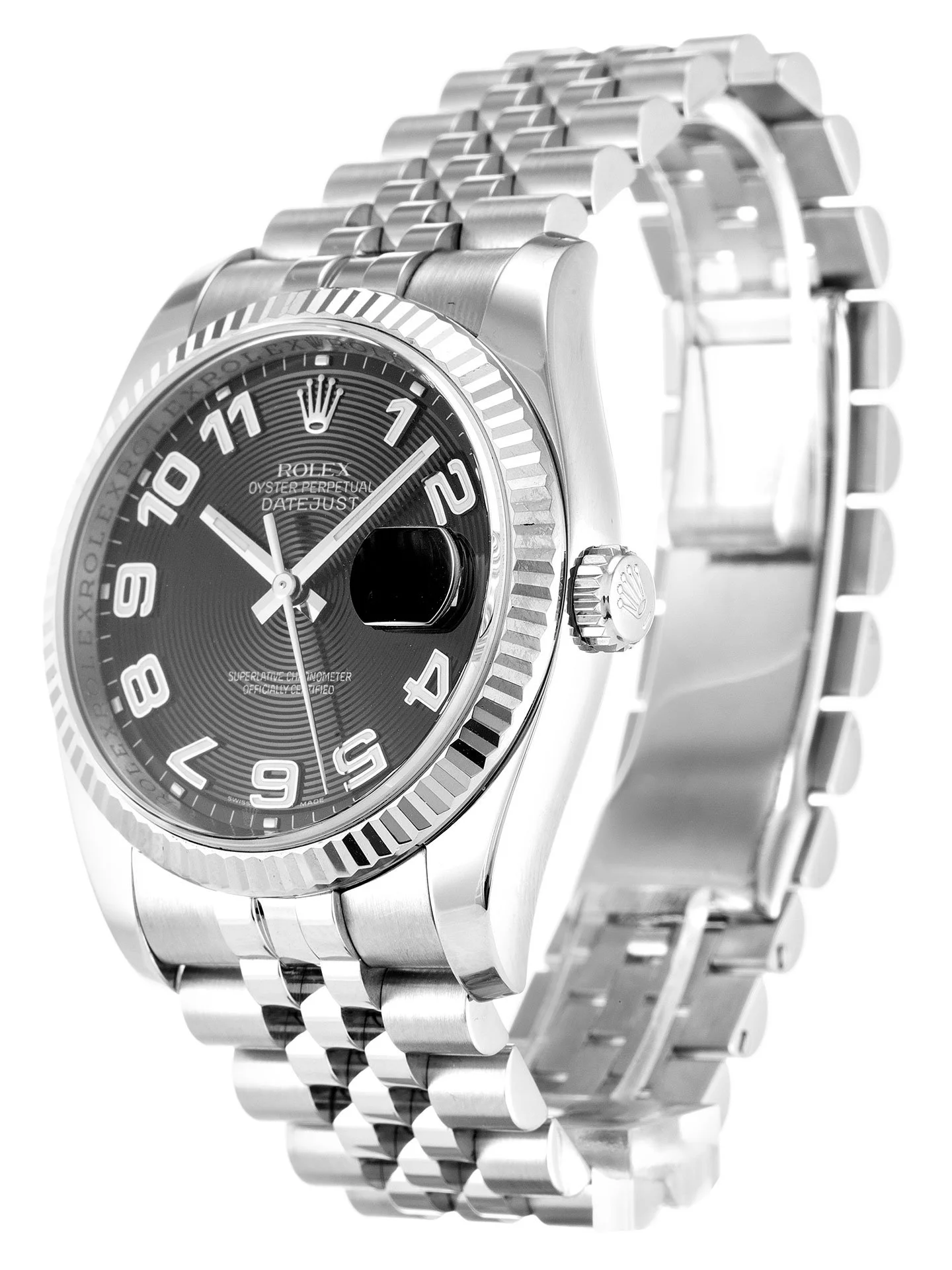 Replica Rolex Super Clone Datejust 116234 36MM Oyster Steel Black Dial Jubilee Strap