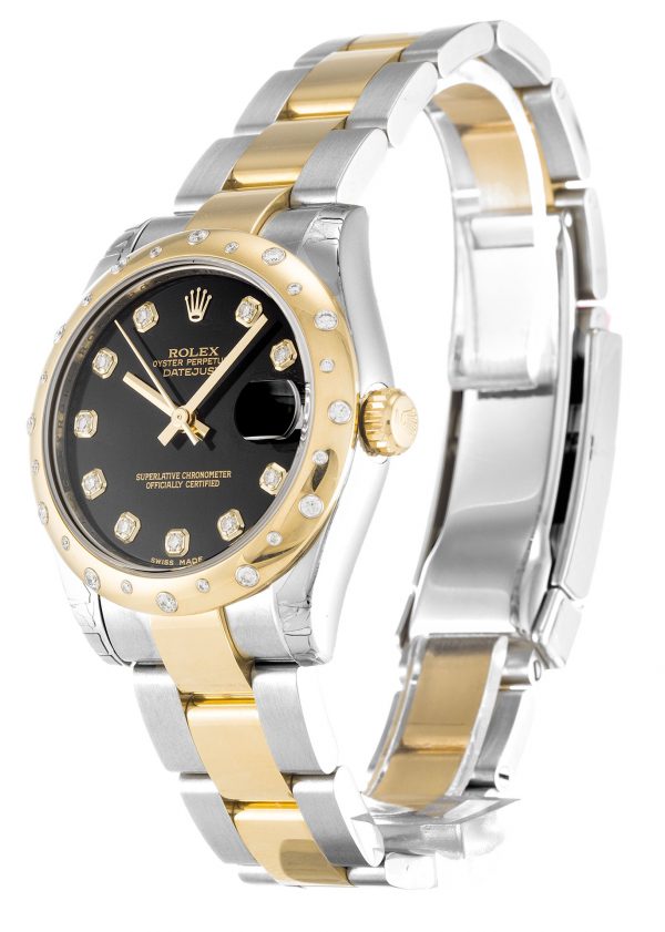Rolex  Datejust 178343 31 MM Duotone Black Gold Dial Diamond Markers Replica Oyster Strap 