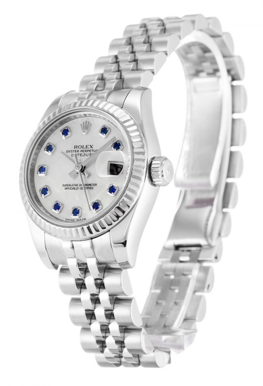 Replica Rolex Datejust Lady Pearl-White & Sapphire Dial 179174 - View 2