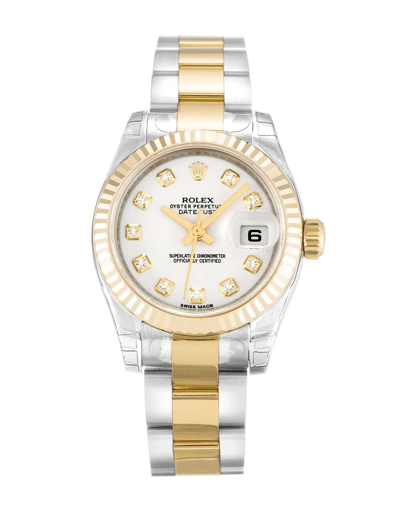 Rolex Datejust Lady 179173/01 26 MM Duotone Silver Gold Case Jubilee Strap Diamond Markers White Dial Replica