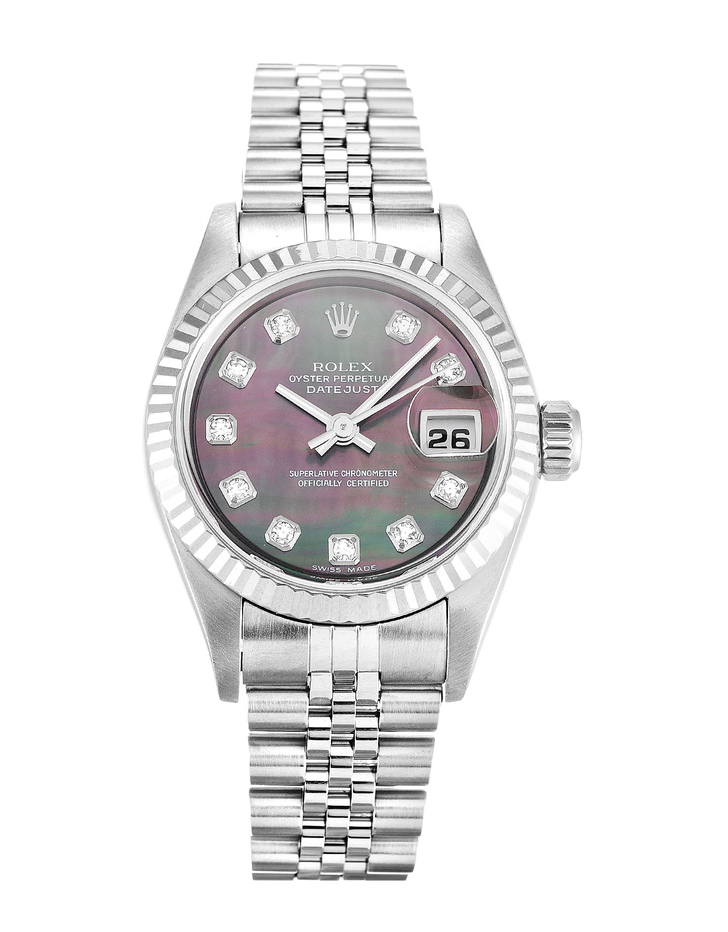Rolex Datejust Lady 79174 26 MM Oyster Steel Purple Mother of Pearl Dial Jubilee Strap Replica