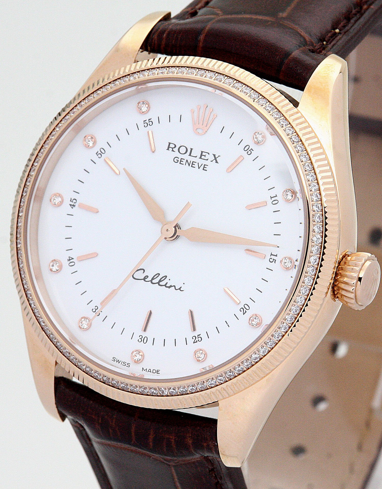 Replica Rolex Cellini 5310 40MM White Dial & Rose Gold Case Diamond Markers