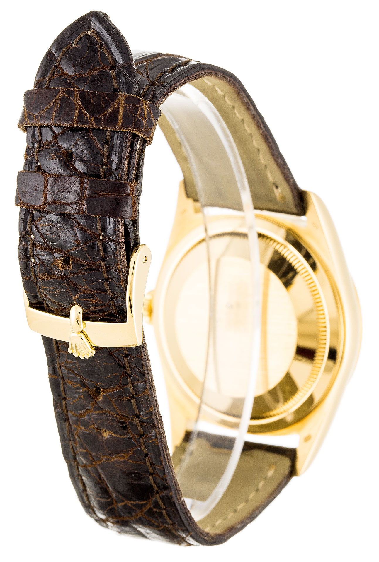Rolex Datejust 16238 36 MM Champagne Gold Case Dial Brown Leather Alligator Strap Replica 