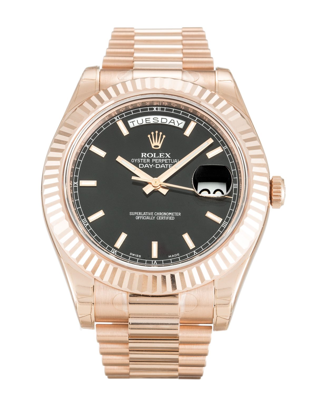 Rolex Day-Date II 218235 41 MM Yellow Gold Black Dial President Strap Replica