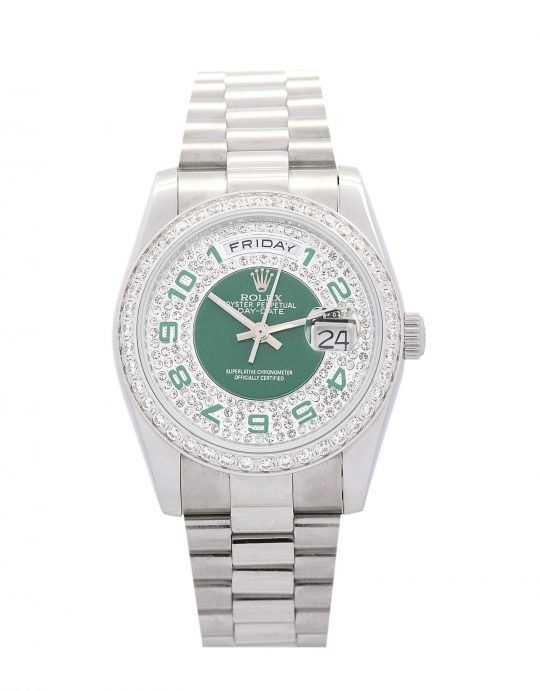 Replica Rolex Day-Date Green and Silver Dial 118346 - View 1