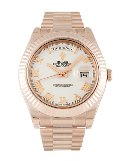 Rolex Day-Date II 218235 President 41 MM White Dial Rose Gold Case Replica