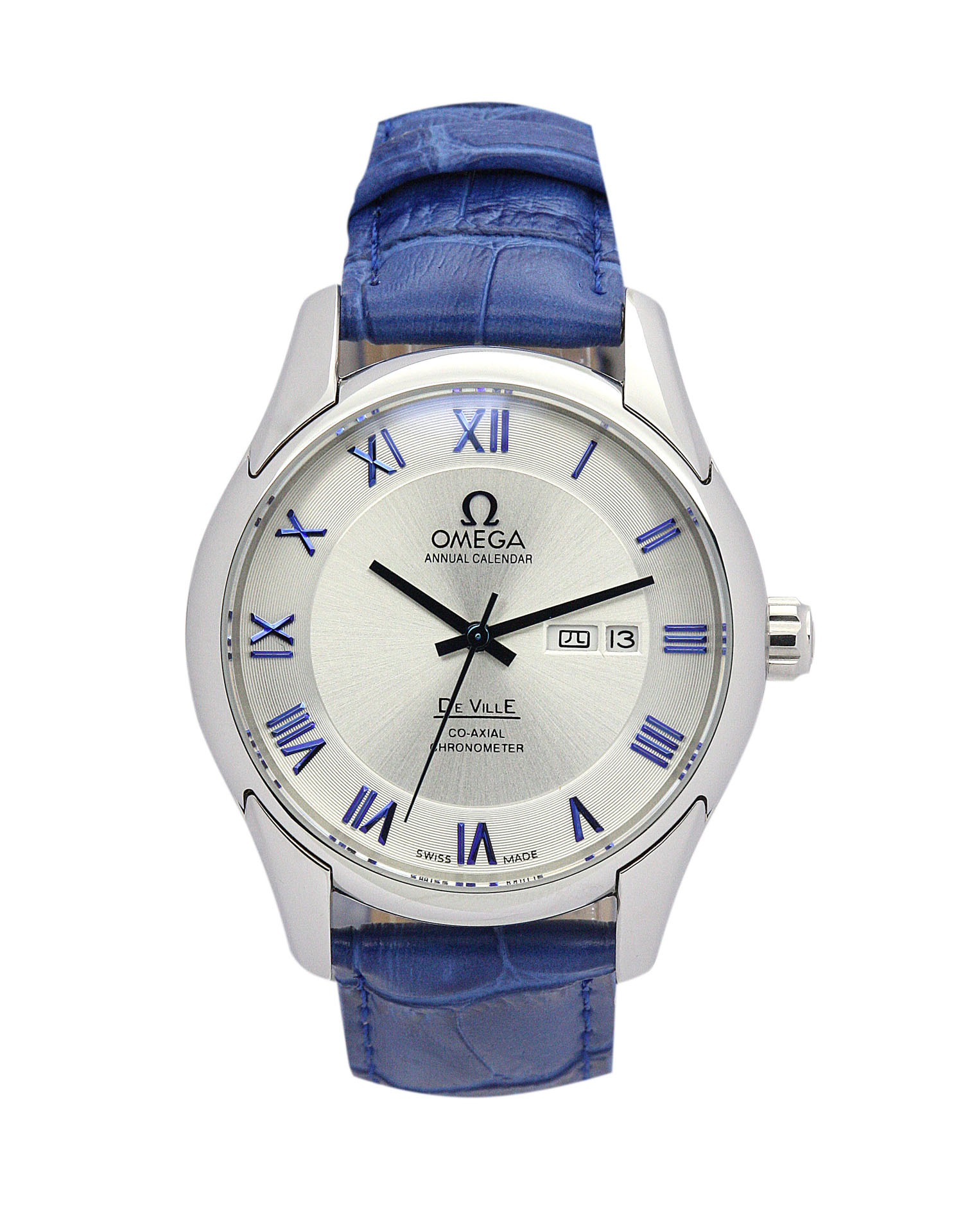 Replica Omega De Ville Hour Vision blue leather - View 1