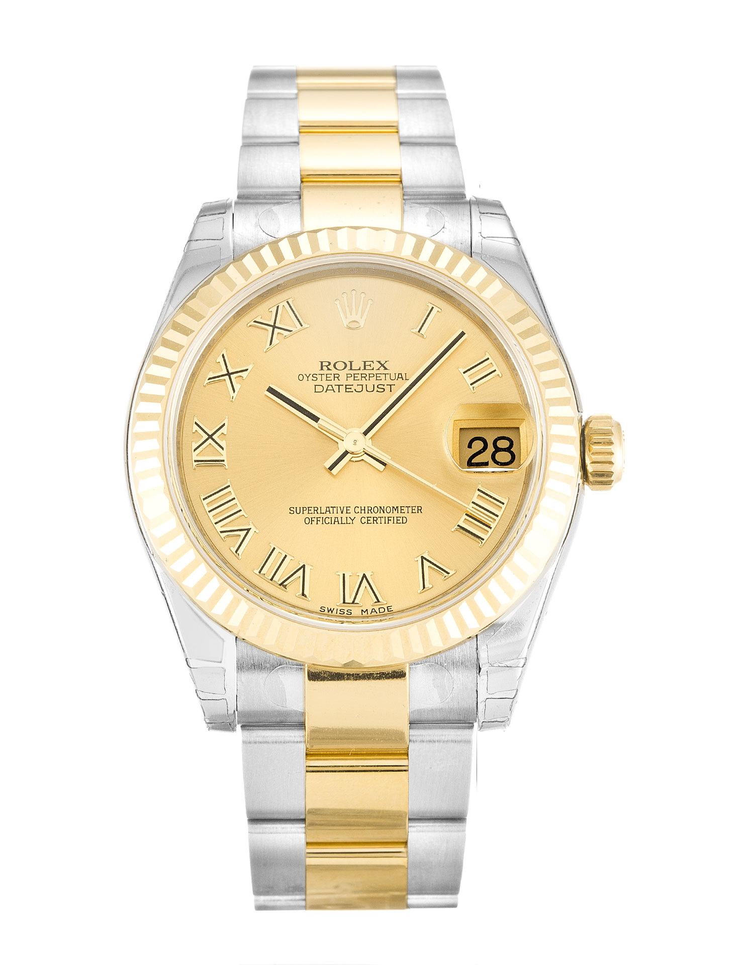 Rolex Datejust Lady 178273 31 MM Roman Dial Markers Gold Silver Duotone Case Replica 