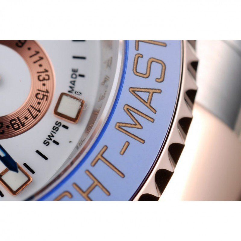 Replica Rolex Yacht-Master Blue Ceramic Bezel White Dial Watch - View 3