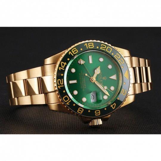 Replica Rolex GMT Master II Green Dial And Bezel Gold Case And Bracelet 1453750 - View 4