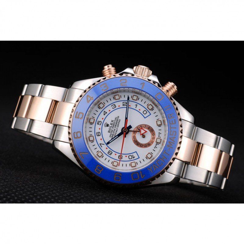 Replica Rolex Yacht-Master Blue Ceramic Bezel White Dial Watch - View 4