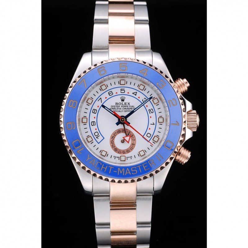 Replica Rolex Yacht-Master Blue Ceramic Bezel White Dial Watch - View 2