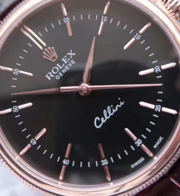 Replica Rolex  MK Cellini Time 50505 RG Roman Bracelet / Strap Leather A3165
