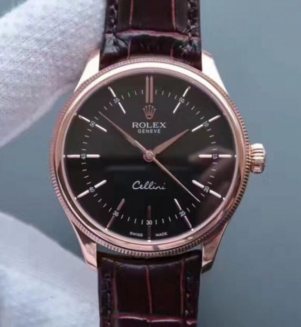 Replica Rolex (unchanged) MK Cellini Time 50505 RG Roman Bracelet / Strap Leather A3165 - View 1