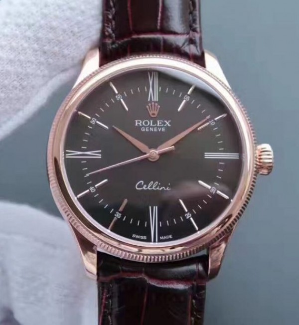 Replica Rolex (unchanged) MK Cellini Time 50505 Dial Black Bracelet / Strap Leather RG A3165 - View 1