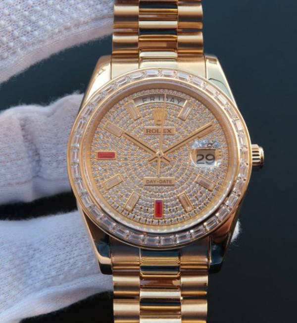 Replica Rolex (unchanged) Day-Date 218399 YG Fully Diamond-Set A3255 - View 1