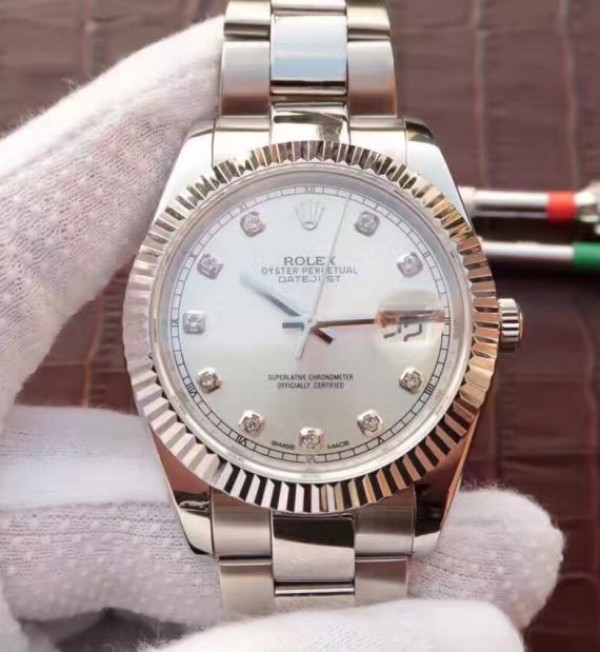 Replica Rolex (unchanged) DateJust 41 mm 126334 Bezel Fluted Dial White Diamond Markers Bracelet / Strap SS Jubilee A3235 - View 1