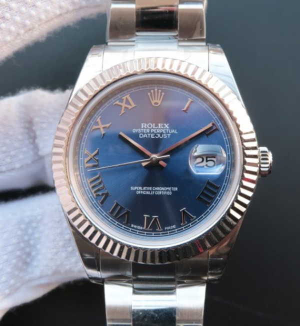 Replica Rolex (unchanged) DateJust 41mm 116334 SS Blue Dial Roman Markers SS Bracelet / Strap A3136 - View 1