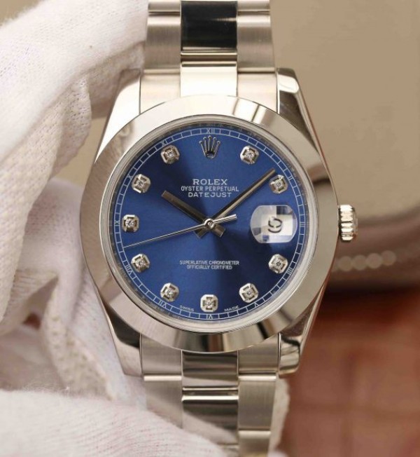 Replica Rolex (unchanged) DateJust 41 mm 126300 Noob Dial Blue Diamond Markers Bracelet / Strap Oyster SS A3235 - View 1