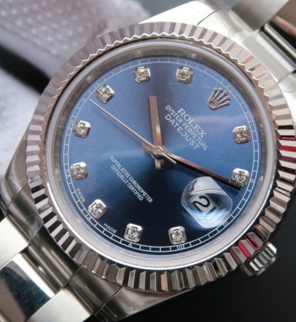 Replica Rolex DateJust 41 mm 116334 SS Dial Blue Diamond Markers Bracelet / Strap SS A3136